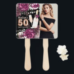 Persoonlijke foto Luxury 50th Birthday Hand Fan Handwaaier<br><div class="desc">Roos Wine Luxury Birthday-ontwerp. Overeenkomende producten zijn te vinden in collectie met fijne wijn.</div>