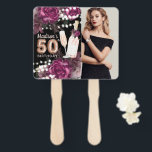 Persoonlijke foto Luxury 50th Birthday Hand Fan Handwaaier<br><div class="desc">Roos Wine Luxury Birthday-ontwerp. Overeenkomende producten zijn te vinden in collectie met fijne wijn.</div>