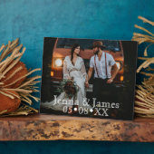 Persoonlijke foto maakt het unieke huwelijk fotoplaat (Zijkant)