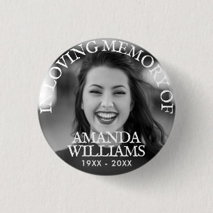 Persoonlijke foto Memorial Black en White Ronde Button 3,2 Cm