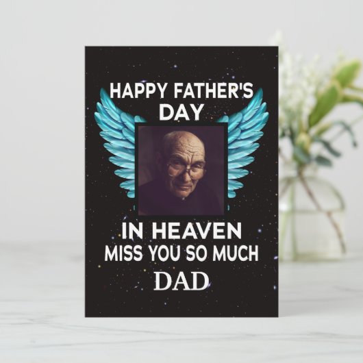 Persoonlijke foto Memorial Vaderdag in de hemel Feestdagenkaart (Staand voorkant)