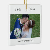 Persoonlijke foto Merry and Married Keramisch Ornament (Rechts)
