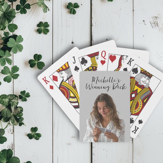Persoonlijke foto met eigen naam en monogram pokerkaarten