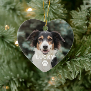 Persoonlijke foto met hondenpootafdruk keramisch ornament