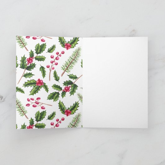 Persoonlijke foto met kerstmis en Holly Feestdagen Kaart (Binnen)