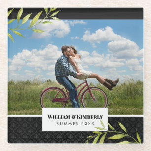 Persoonlijke foto met Laurel en Damask Glazen Onderzetter