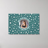Persoonlijke foto met parels cirkel op turquoise canvas afdruk (Voorkant)