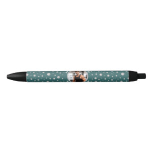 Persoonlijke foto met parels cirkel op turquoise zwarte inkt pen