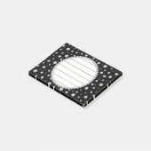 Persoonlijke foto met parels cirkel op zwart post-it® notes (Schuin)