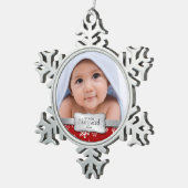 Persoonlijke foto - Mijn eerste Kerstmis Tin Sneeuwvlok Ornament (Rechts)