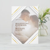 Persoonlijke foto moderne gouden lijst bruiloft kaart (Staand voorkant)