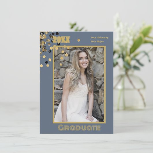 Persoonlijke foto Moderne Grijze Goudsparken Kaart (Staand voorkant)