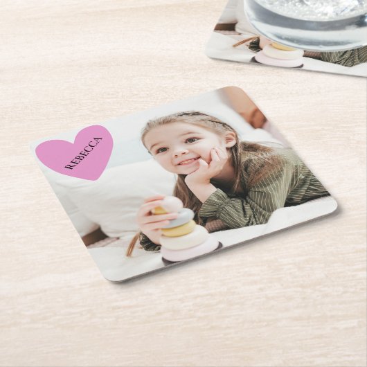 Persoonlijke foto Moederdag Vaderdag Kartonnen Onderzetters (Schuin)