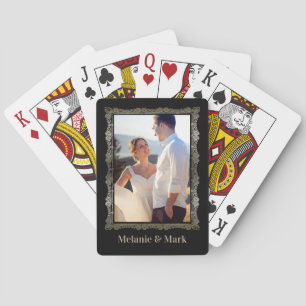 Persoonlijke foto Monogram Elegant Wedding Speelkaarten