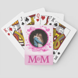 Persoonlijke foto Monogram maakt het roze huwelijk Pokerkaarten