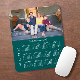 Persoonlijke foto naam blauwgroene 2027 kalender muismat