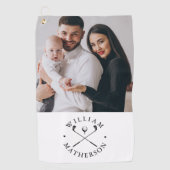 Persoonlijke foto naam clubs en bal golfhanddoek (Voorkant)