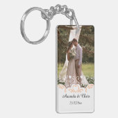 Persoonlijke foto, naam en datum voor bruiloft sleutelhanger (Voorkant Links)