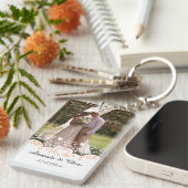 Persoonlijke foto, naam en datum voor bruiloft sleutelhanger (Voorkant Rechts)