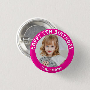 Persoonlijke foto, naam en leeftijd verjaardag kla ronde button 3,2 cm