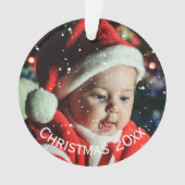 Persoonlijke foto Naam Jaar sneeuw Ornament (voorkant)