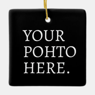 Persoonlijke Foto Naam Minimalistische Monogram Mo Keramisch Ornament