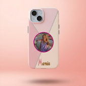 Persoonlijke foto & naam pastel roze kleurblok Case-Mate iPhone case