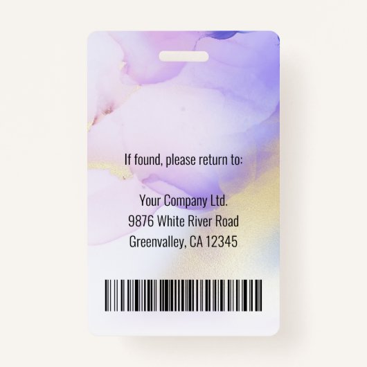 Persoonlijke foto Naam Violet Waterverf Medewerker Badge (Achterkant)