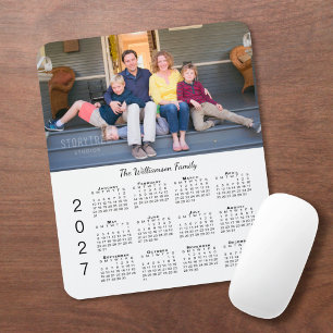 Persoonlijke foto naam witte 2027 kalender muismat