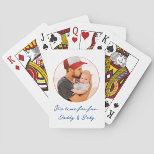 Persoonlijke foto & namen papa baby cadeau pokerkaarten