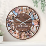 Persoonlijke foto Natuurlijke houtfamilie Ronde Klok<br><div class="desc">U kunt eenvoudig uw eigen gepersonaliseerde rustige houten planken met een boerderijwandklok creëer met uw eigen aangepaste foto's,  familienaam en vastgesteld jaar. Voor beste resultaten,  bewaar de afbeeldingen aan vierkant - met het nadrukpunt in het centrum - alvorens te uploaden.</div>