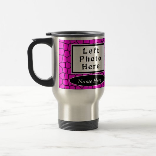 Persoonlijke foto-offee reiswieg roze mozaïek reisbeker (Links)