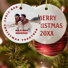 Persoonlijke foto Ons eerste kerstfeest samen Keramisch Ornament
