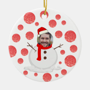 Persoonlijke foto op een grappig gezicht sneeuwman keramisch ornament