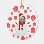 Persoonlijke foto op een grappig gezicht sneeuwman keramisch ornament (Links)