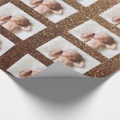 Persoonlijke foto op Faux Champagne Gold Glitter Cadeaupapier (Hoek)