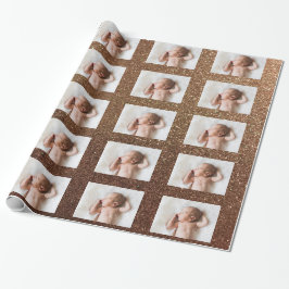 Persoonlijke foto op Faux Champagne Gold Glitter Cadeaupapier
