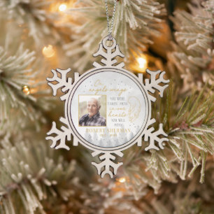 Persoonlijke Foto-Ornament Op De Vleugels Van Enge Tin Sneeuwvlok Ornament