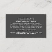 Persoonlijke foto, otolaryngoloog visitekaartje (Achterkant)