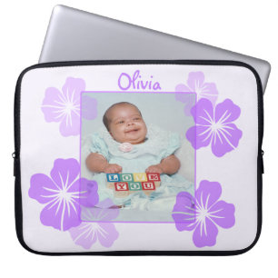 Persoonlijke foto Paarse Floral Laptop Sleeve