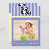 Persoonlijke foto Panda Birthday - uitnodiging - P (Voorkant / Achterkant)