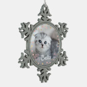 Persoonlijke foto Pet Cat Tin Sneeuwvlok Ornament (Links)