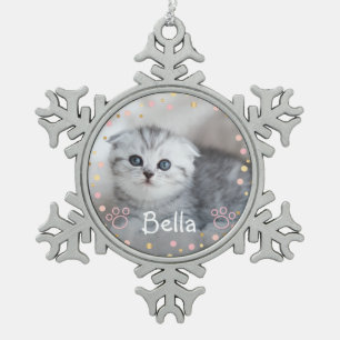 Persoonlijke foto Pet Cat Tin Sneeuwvlok Ornament