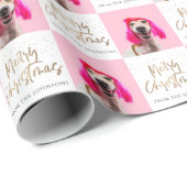 Persoonlijke foto Pet Dog Merry Kerstmis Cadeaupapier (Rol Hoek)