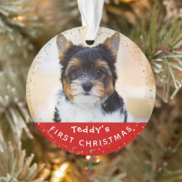 Persoonlijke foto Pet Dog Puppy Holiday Red Gold Ornament