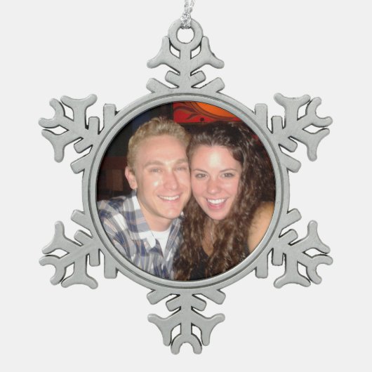Persoonlijke foto Pewter Snowflake kerstversiering Tin Sneeuwvlok Ornament (Voorkant)