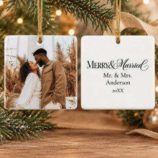 Persoonlijke foto Prettig getrouwd Keramisch Ornament