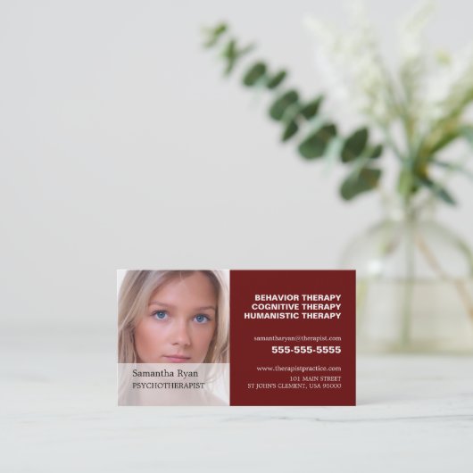 Persoonlijke foto psychotherapeut visitekaartje (Staand voorkant)
