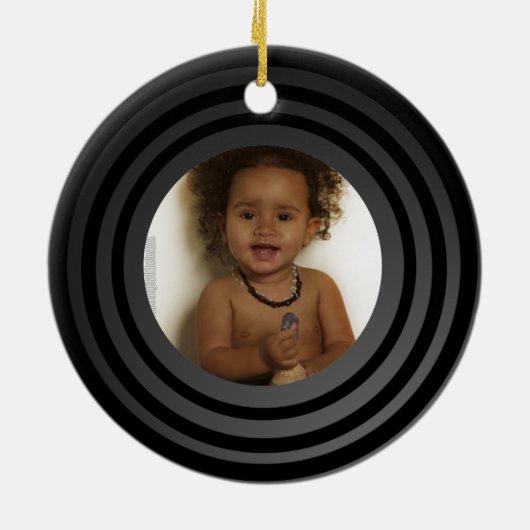 Persoonlijke foto Retro Vinyl Album Keepomwille Keramisch Ornament (Achterkant)