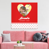 Persoonlijke foto rood hart frame moderne verjaard canvas afdruk (Insitu (Woonkamer))